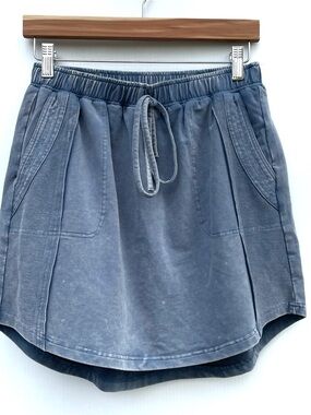 Umgee Washed Blue Drawstring Skirt